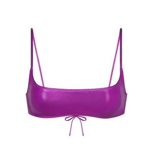 SKIMS Metallic Swim Micro Scoop Bikini Top - Dragon Fruit